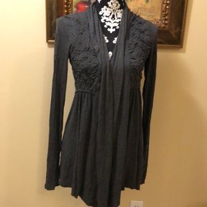 Bailey 44 Pretty Tufted Design Open Draped Long Lightweight Cardigan